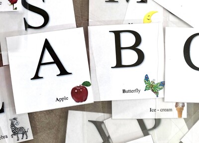 Großbuchstaben Alphabet große Flash-Karten Wörter & Bilder + ABC Buchstaben Matte Lernen