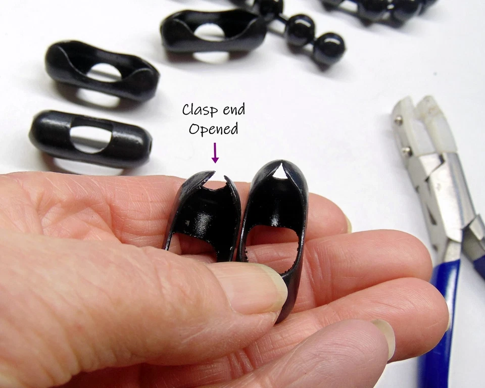 GRAN Cadena de Bolas NEGRA Brillante ~ Cuentas de 12 mm 1/2" ~ 50 pies más 50 Acopladores DECLARACIÓN Foto 3 de 4