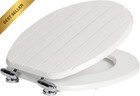 <!--F#f_0-->Soft Close Toilet Seat Oval-Shaped Wooden with Chrome Hinges, Antibacterial<!--F/-->