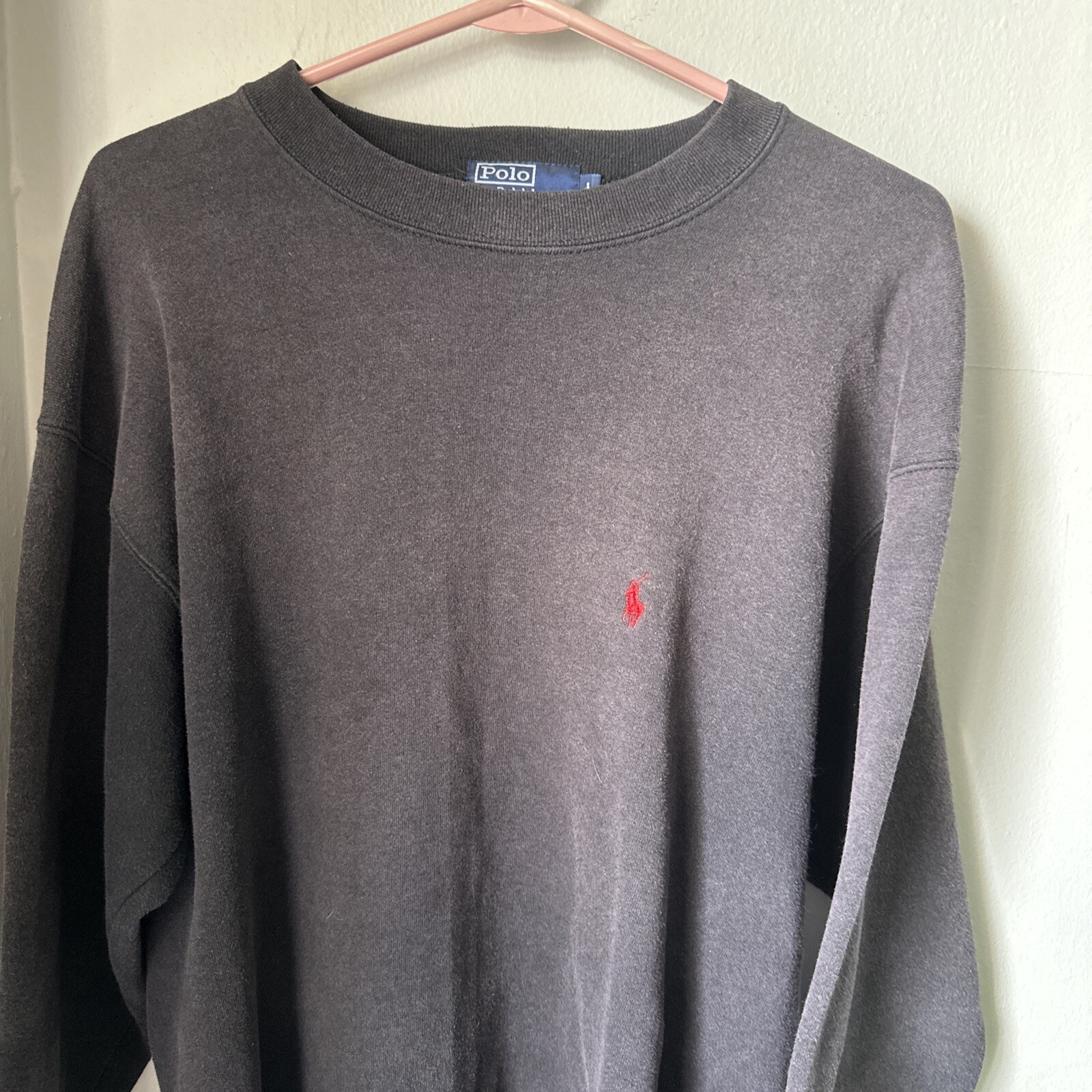 Polo Ralph Lauren Felpa Piccolo Pony Girocollo Blu Uomo Large Made In USA