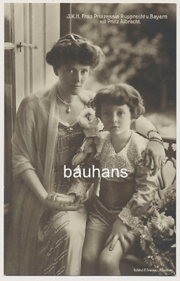 AK Frau Prinzessin Rupprecht von Bayern mit Prinz Albrecht  (6150x)