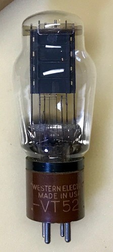 Nos Brown Base Vintage Western Electric Vt52 Engraved Vacuum Tube Mint