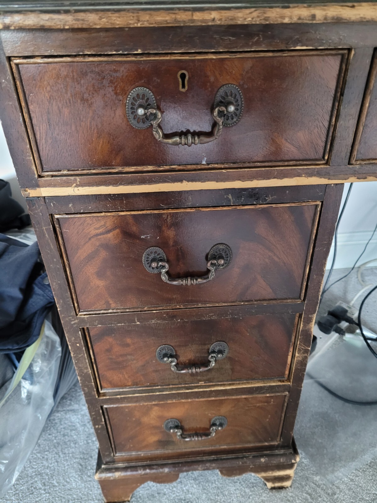 Leather Top Captains Desk beautiful detail eBay
