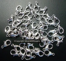 50 Silver plated steel necklace lobster claw jewelry clasps 12mm FPC190