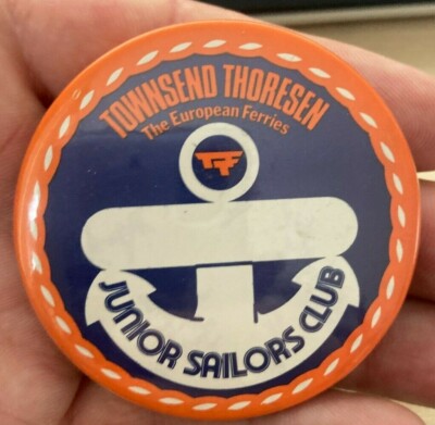 citiesend thoresen junior sailors club vintage badge 