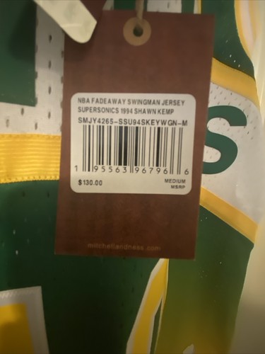 Mitchell & Ness NBA Seattle Sonics Shawn Kemp 1994 HWC Swingman Jersey Med. NWT - Picture 9 of 11