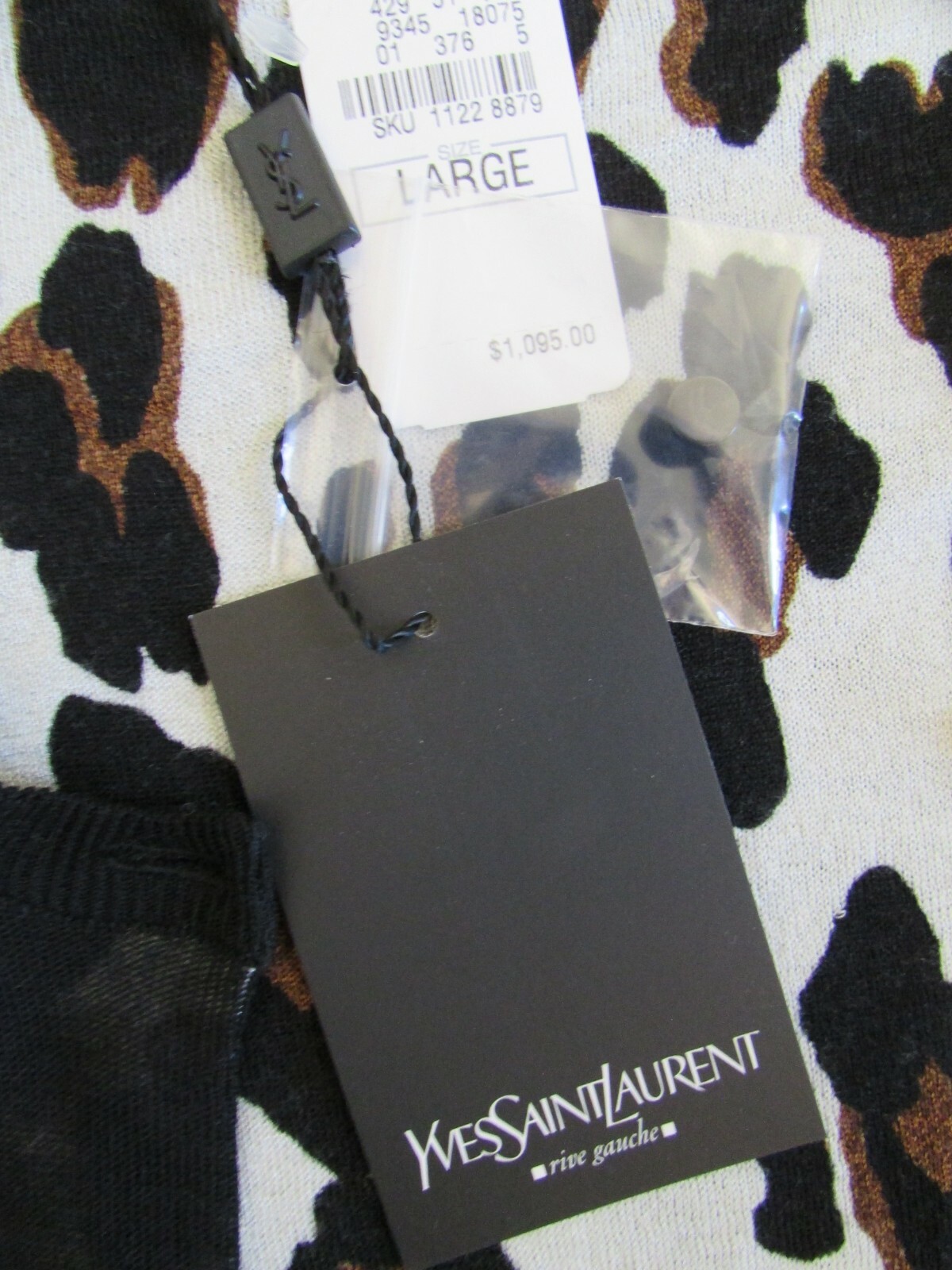 Cardigan Yves Saint Laurent Rive Gauche nero lana di seta leopardata nuovo con etichette $1095