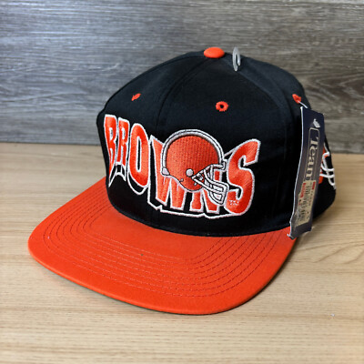 Vintage Cleveland Browns Hat Cap Snap Back Black NFL Football Blockhead NWT