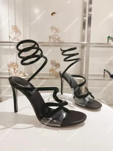 Rene Caovilla Women's Crystal Rhinestone Serpentine Ribbon Heels shoes - Picture 16 of 28