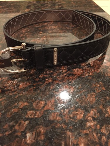 MICHAEL KORS MK BLACK SAFFIANO X Diamond Stitch Padded BELT 554548 NWT SIZE M - Picture 3 of 3