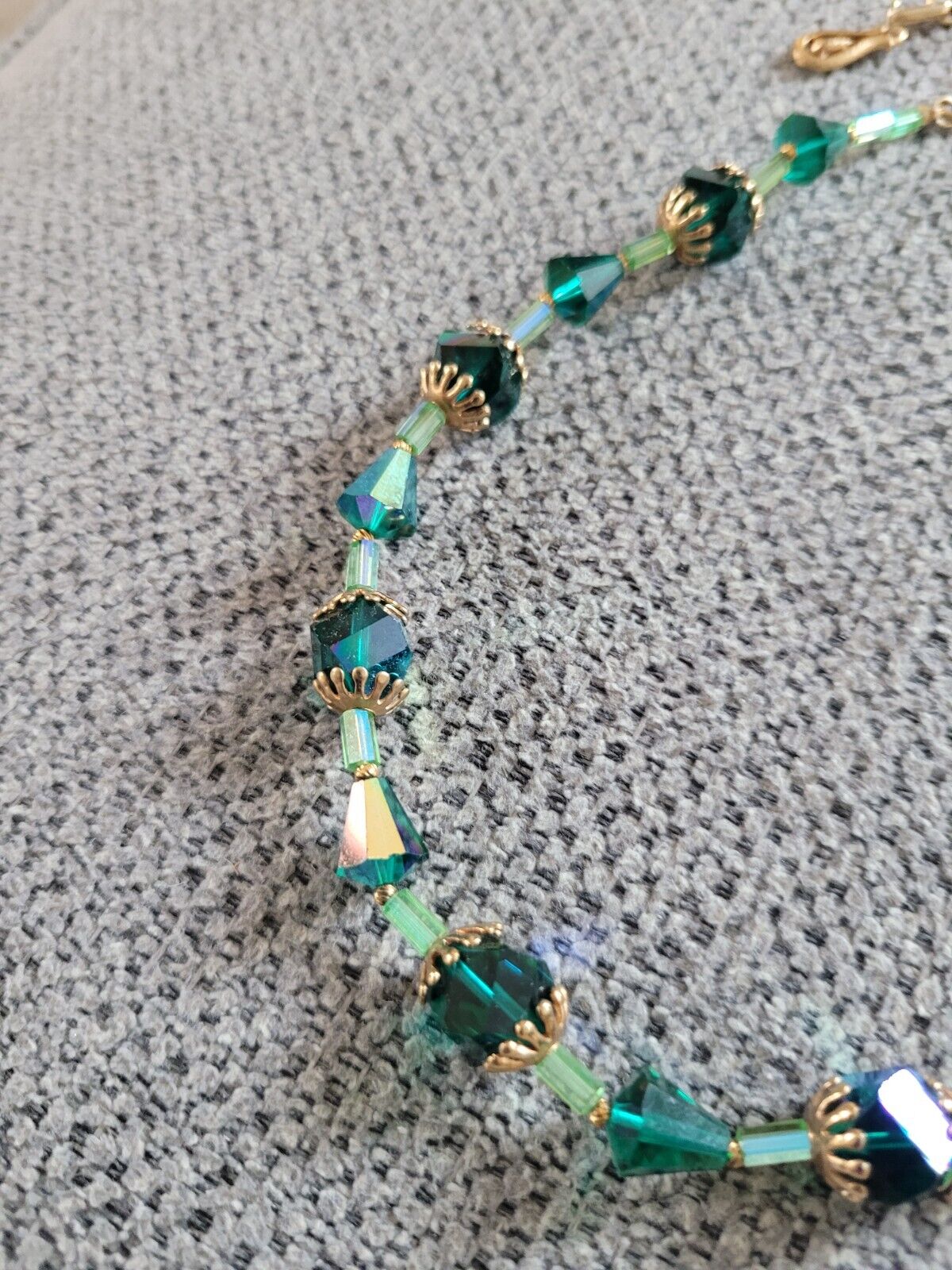 Vintage Green Crystal Beaded Choker Necklace Beau… - image 6