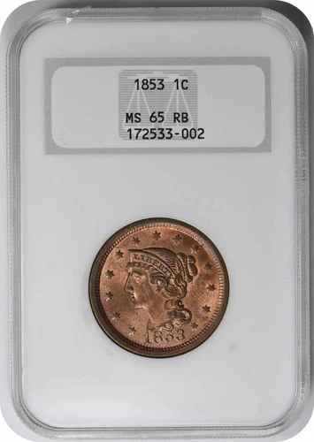 1853 Large Cent MS65RB NGC