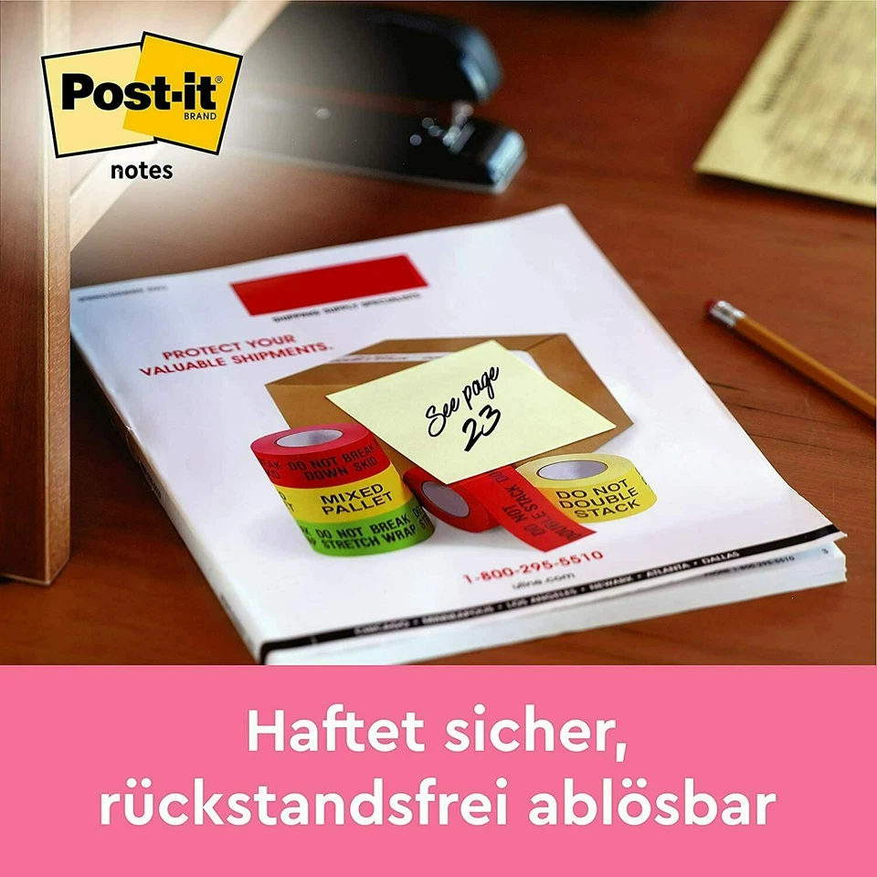 Post-it Notes 654 – Selbstklebende Haftnotizzettel in 76 x 76 mm – 12 x100 Blatt - Bild 4 von 4