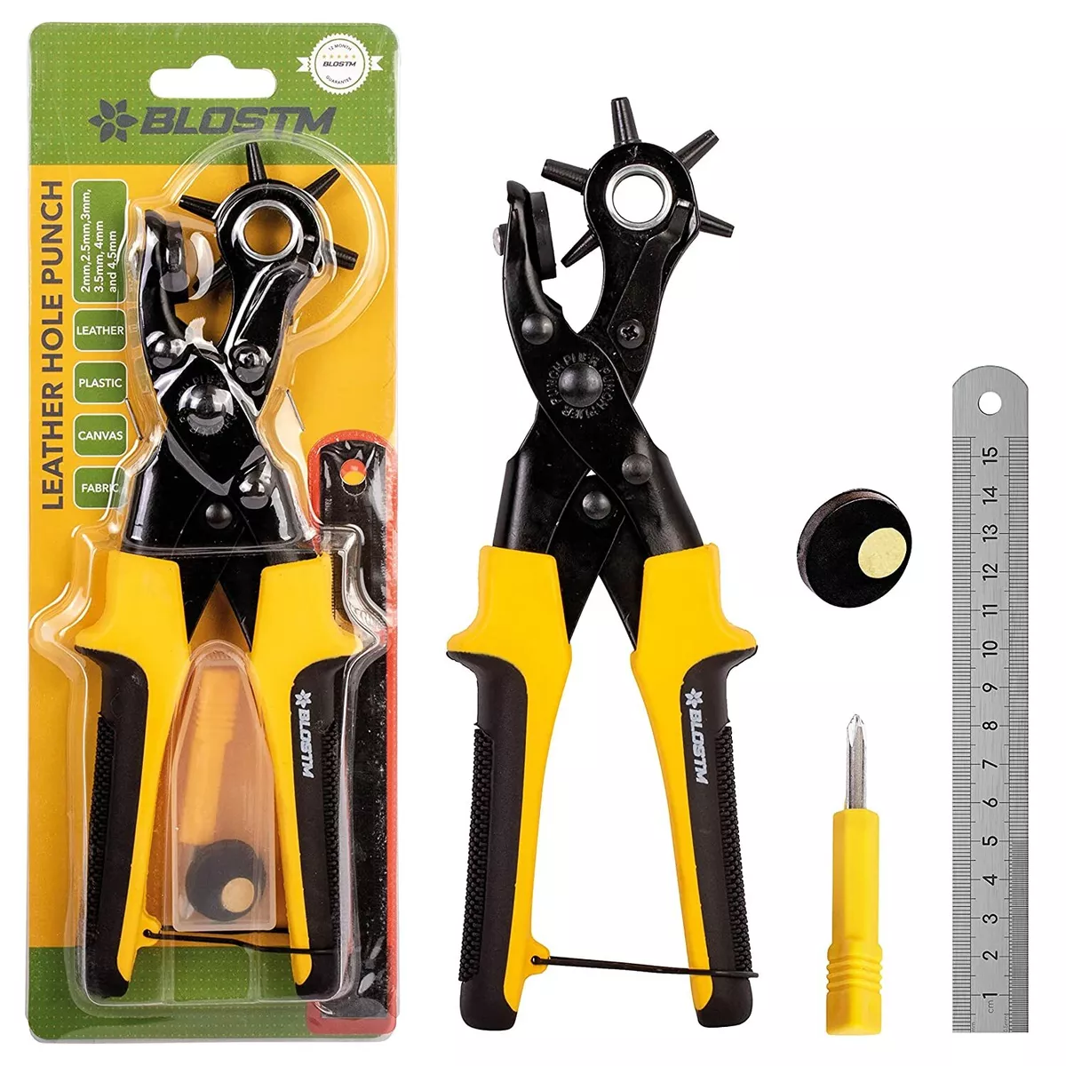 Revolving Leather Hole Punch Rivet Belt DIY Puncher Multi Sized Plier Tool  Set