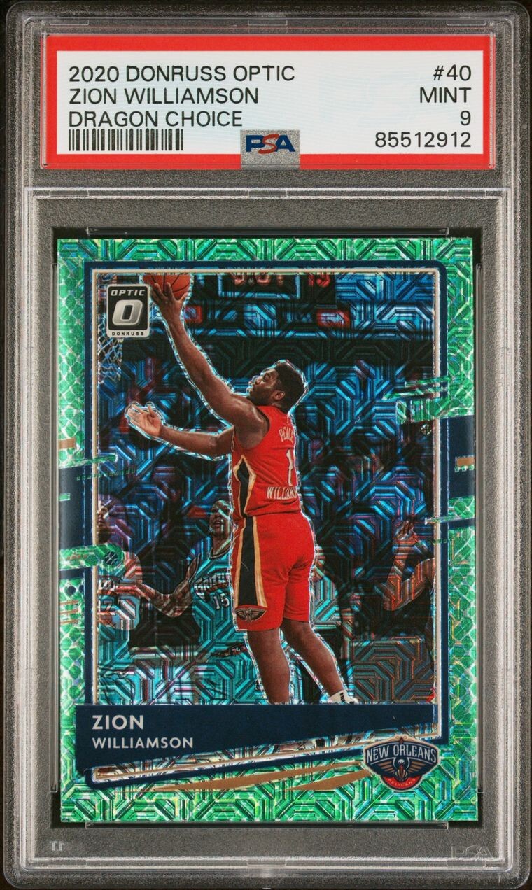 2020-21 Donruss Optic Zion Williamson Dragon Prizm #40 Pelicans PSA 9