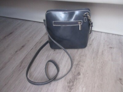 Vera Pelle Umhängetasche Leder blau Made in Italy blau