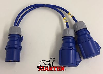 Marten  230 V 32 AMP Einzel- bis 2 x 32A-Steckdosen 2,5 mm Arktisches Kabel Stromsplitter