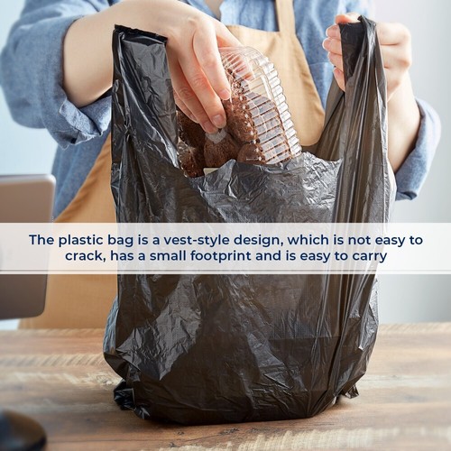 Black Horse Plastic Vest Carrier Bags 11 x 17 x 21 Inch 820 Bags for Grocery - Picture 4 of 5