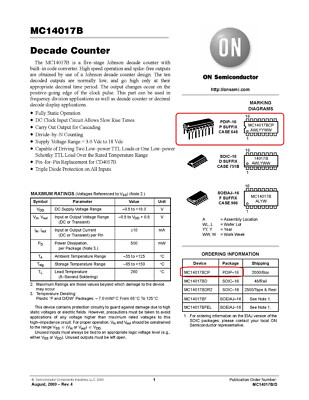 1/5/10Pcs Motorola ON Semi MC14017BCP Decade Counter IC TTL 3-18V
