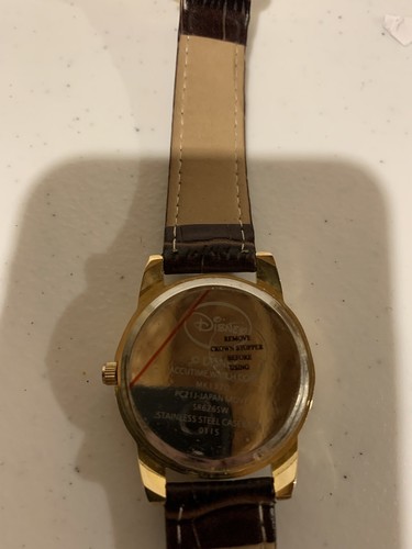 Disney Mickey Mouse Accutime Women’s Brown Leather Watch Needs Battery - Picture 4 of 4