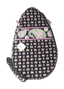 Vera Bradley Pink Elephants Shoulder Bag Tennis Racquet Cover Case Bag ~Retired