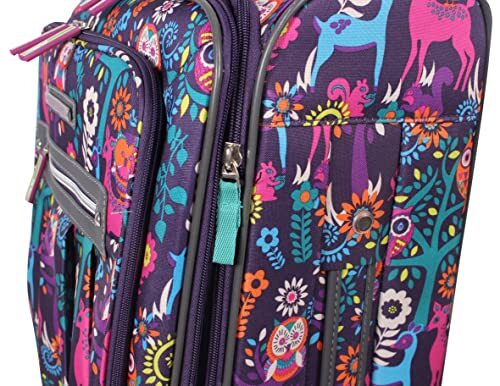 Lily Bloom Designer  Pattern Collection 3 Piece Luggage Set Lightweight Suitcase