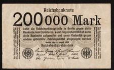 German Reichbanknote  1923 200000 Mark   99b  F