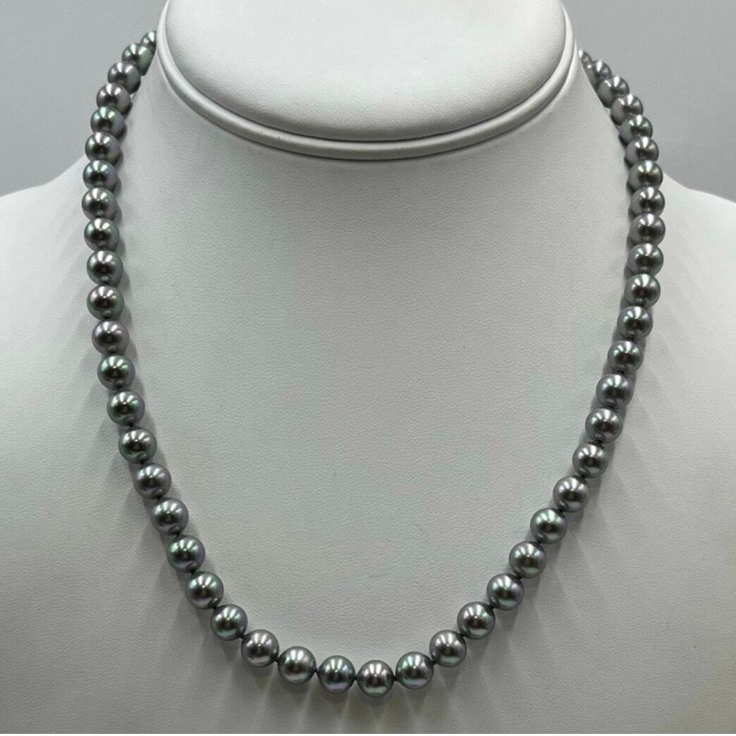 Majorica Gray Rainbow Lustrous Pearl One Strand Necklace 925