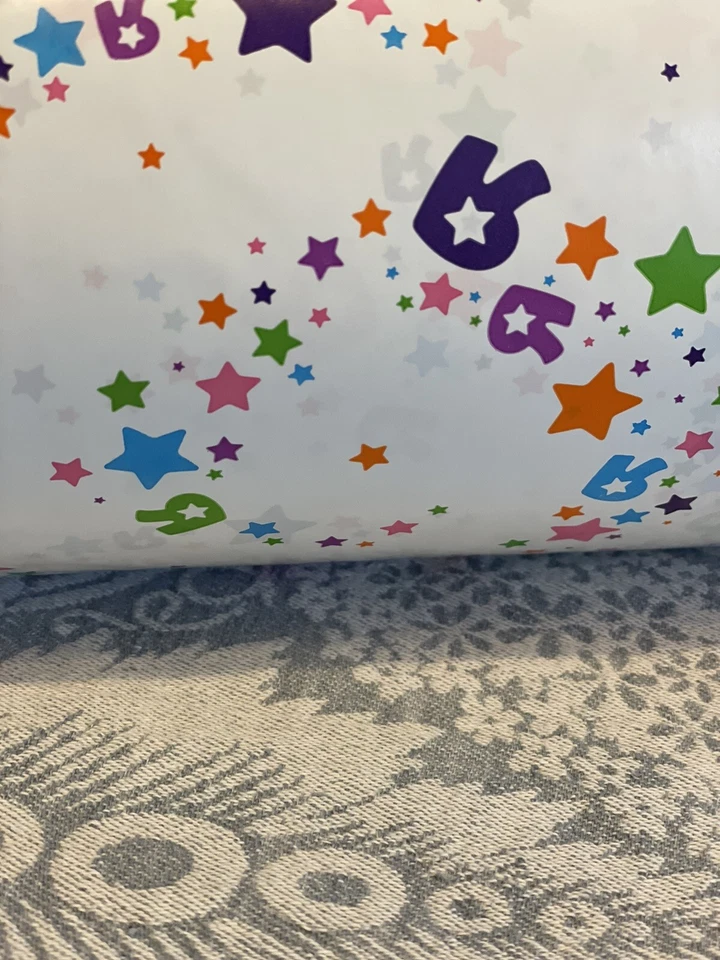 Huge Roll TOYS/ Babies R Us STARS SWIRLS WRAPPING GIFT PAPER roll 30 by 6 NEW - Image 4 of 4