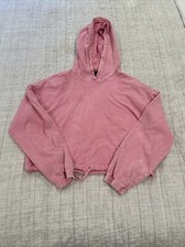 Forever 21 Pink Cropped Drawstring Hoodie Small