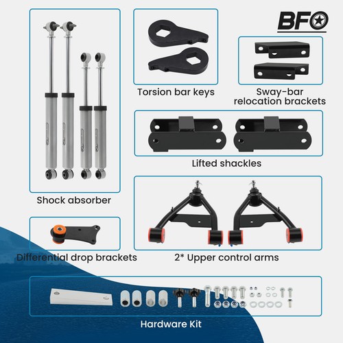 BFO 2.5" Lift Kit Shock + Control Arms For Chevy S10 Blazer 4WD 1983-2005 - Picture 3 of 11