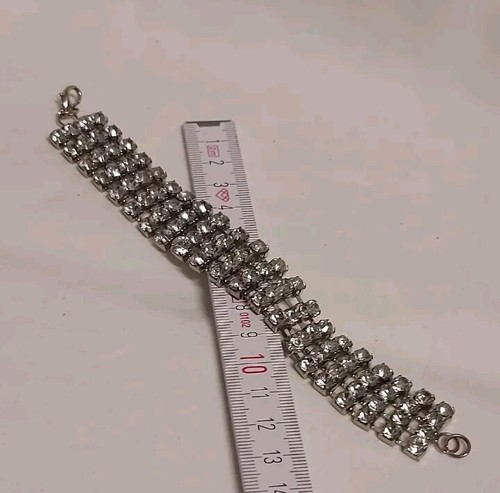 Kristall-Strass Armband Vintage Brasselet Voll bewegliches Silberfarbig - Bild 6 von 8