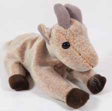 Ty Beanie Baby GOATEE the Goat Mottled Brown Gray Horns - Resting 1998 MWMTs