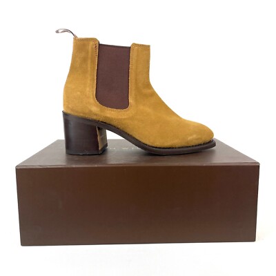 R M Williams Lana Womens Block Wedge Caramel Suede Boots