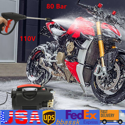 #ad 80 Bar Electric Car Pressure Spray Washer with Extension Tube Hose Foam Bottle $96.30