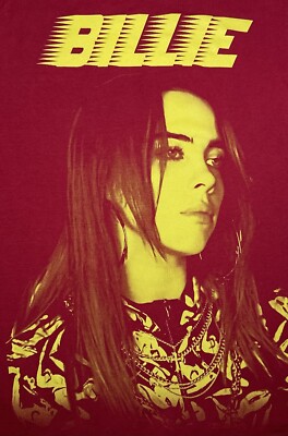 Billie Eilish Women's T-Shirt BILLIE PORTRAIT Graphic Red S/S Crew