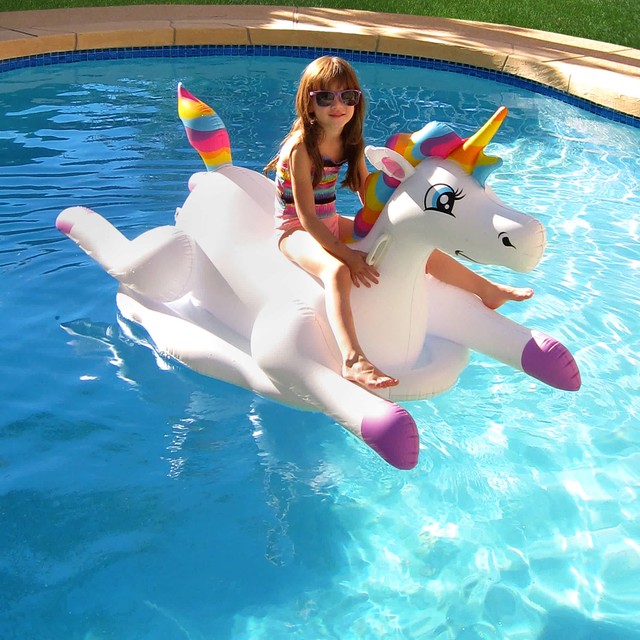 Cloud Rider Rainbow Unicorn Inflatable Ride-On Pool Float White for sale online | eBay