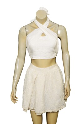 Posse Lola Top XS 2 Women's Casual Halter Neck Sleeveless Crop Blouse NEW 39357