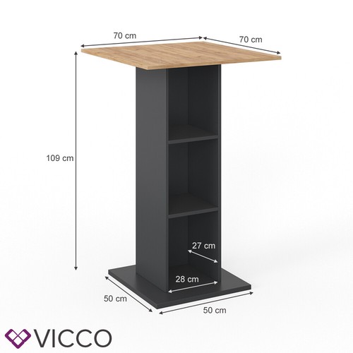 Tavolo alto da cucina Rodeo 70x70cm 3 scomparti antracite/goldcraft Vicco - Foto 3 di 7
