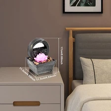 Tabletop Fountain with Light Mini Indoor Water Fountain Feature Zen Meditation F