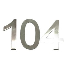 Stick-On House Numbers - No 104 - Stainless Steel - 10cm - Door, Fence, Gate