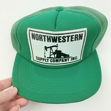 Vintage Northwestern Supply Oil Supply Green Snapback Trucker Hat Size-A-Just