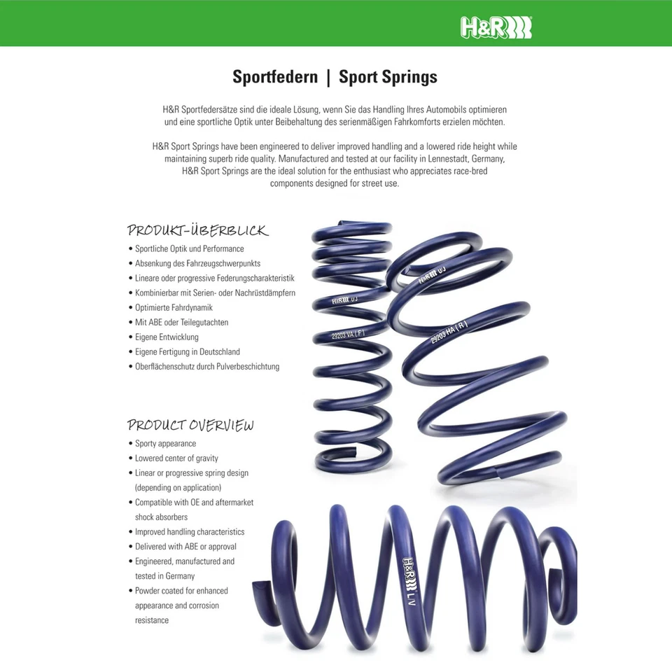 Kit de resortes delanteros y traseros deportivos descendentes H&R 50466 para 04-11 BMW 645Ci 650i E63 Foto 2 de 4