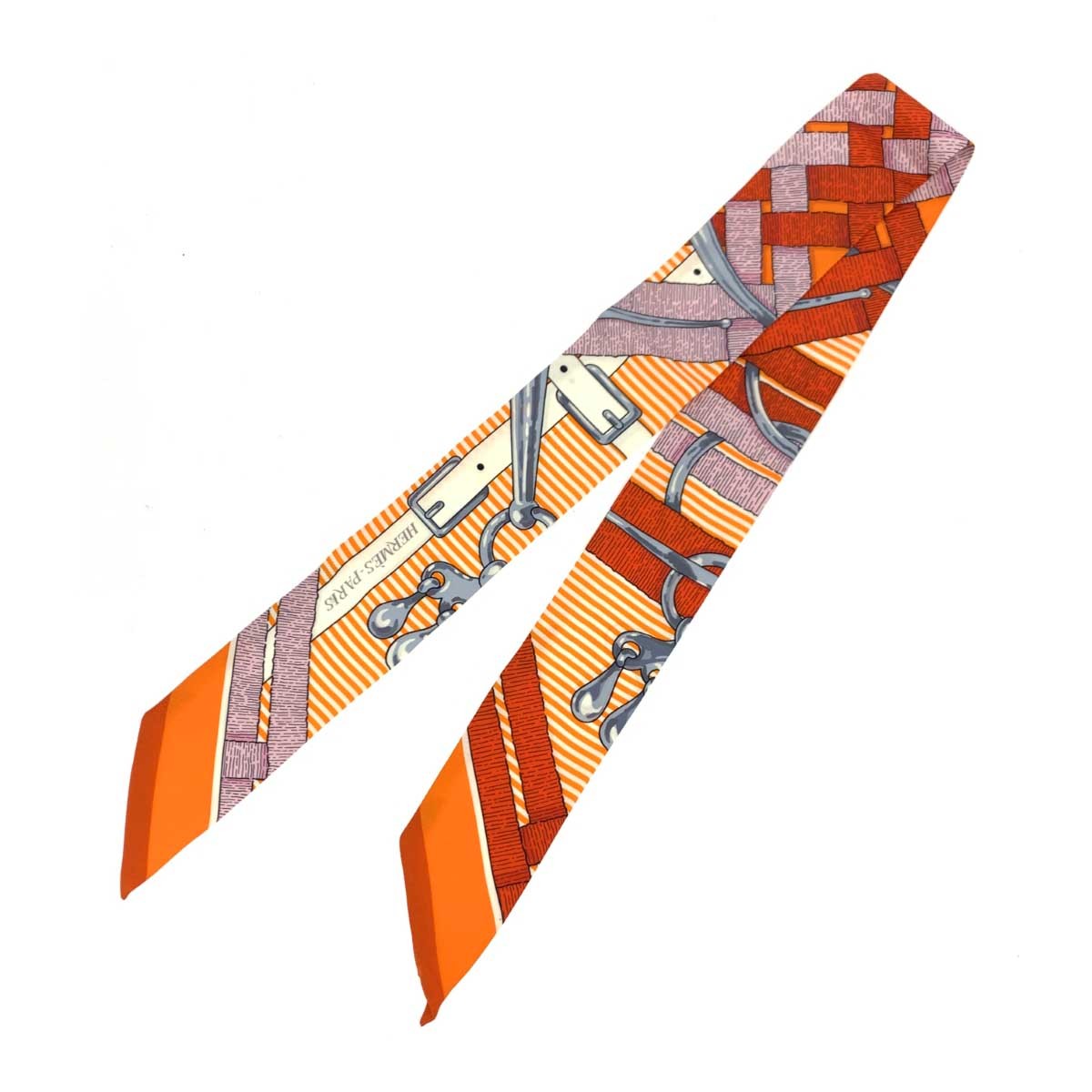 Hermes Twilly Silk Scarf 100% Made in France Floral Design r27_0710