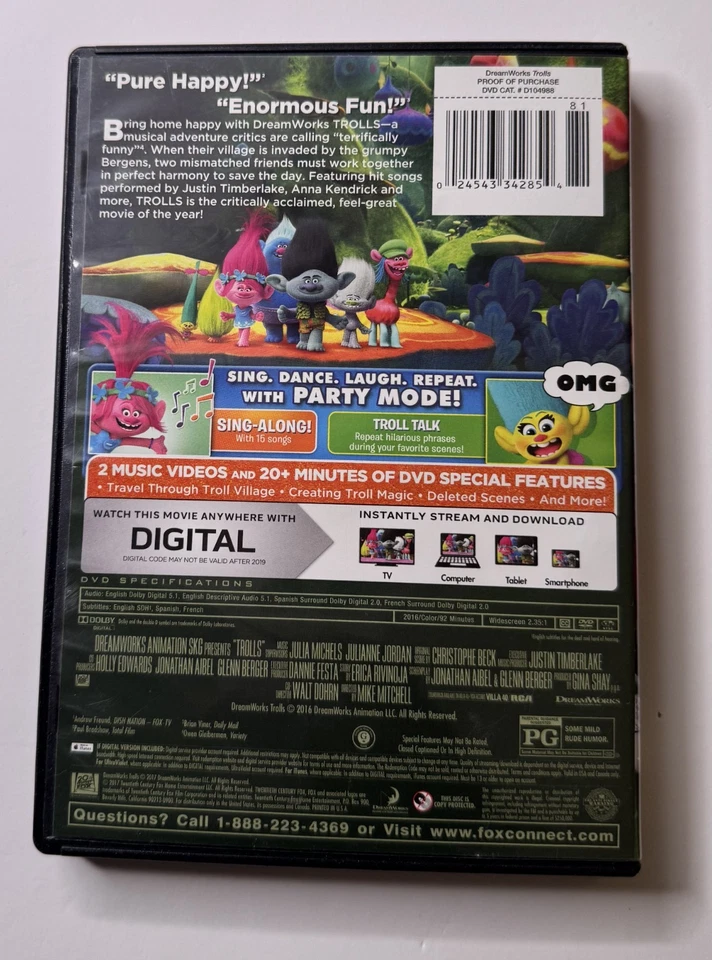 TROLLS party Edition, (DVD+Digital) DreamWorks - Image 3 of 3