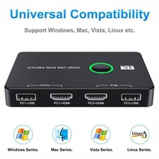 Orber Switch IT972 KVM USB HDMI 4K 2 PCs Monitor Tastatur Maus Sharing