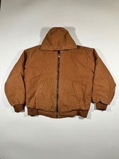 Vintage Brown Duck Canvas Hooded Work Jacket Men's Insulated Chore Coat