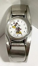 Vintage Lorus Walt Disney Minnie Mouse Watch Stainless Steel Cuff Non Working