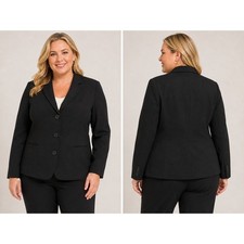 Talbots Blazer sz.14 Black Wool Blend 3-Button Professional Suit Jacket Academia