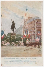PARIS FRANCE Postcard WASHINGTON STATUE Military/Bouchor Art WILLIAMSTOWN NJ '18